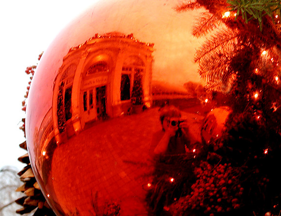 2001 Seasons GreetingsPhoto of Haupt Conservatory, NY Botanical Gardens, and me reflected in the Christmas ball.