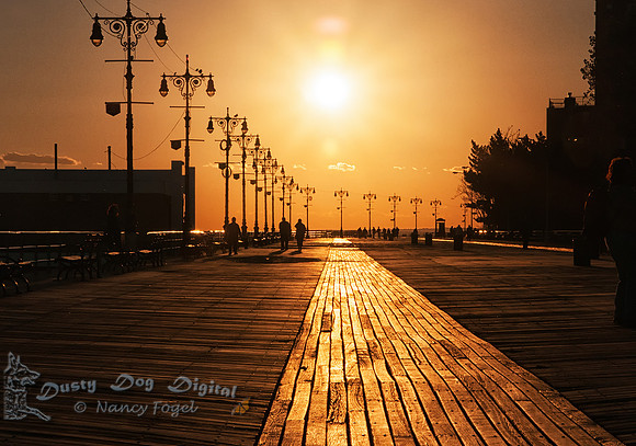 Coney Island Boardwalk at Sunset